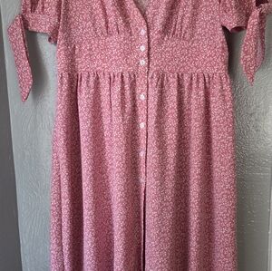 Pink Floral Button-Up Dress
